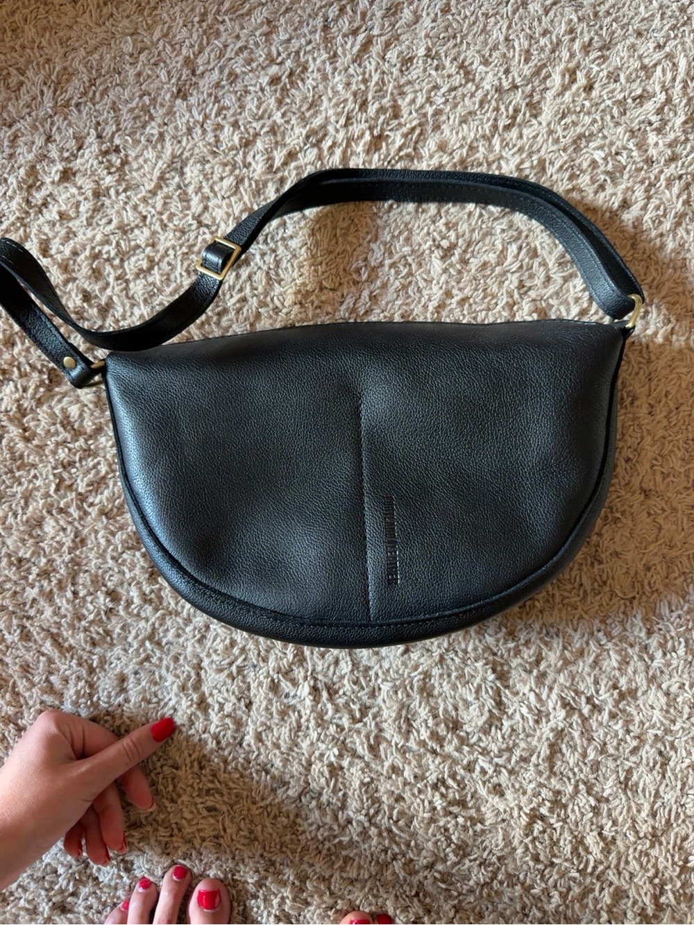 Portland Leather Goods Medium Koala Sling Bag Black Full Grain Leather Crossbody - Picture 3 of 3